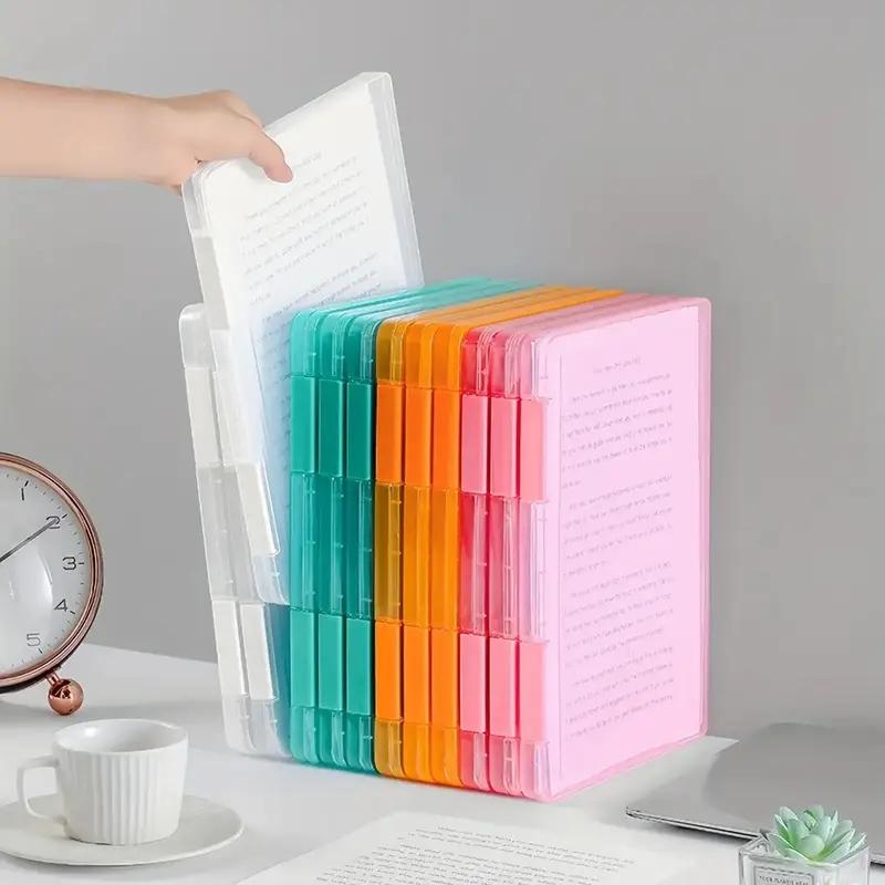 4pcs A4 Transparent Plastic File Boxes, Multi-Layer Portable Waterproof Storage Organizer, Files Organizer, Durable for Office School Home, Includes Theme Labels