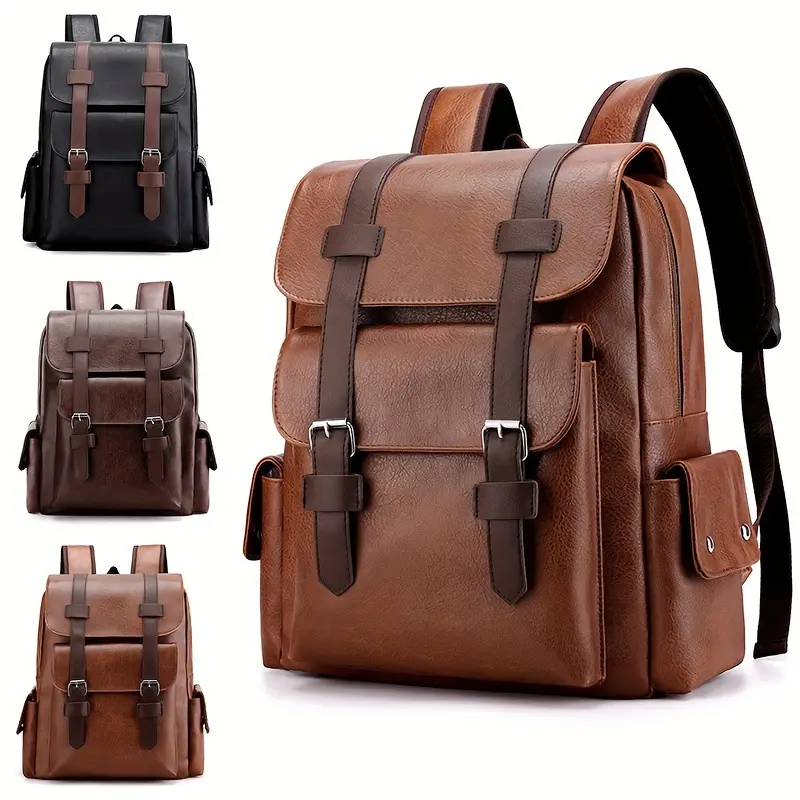 Retro Business Backpack for Work Travel Soft PU Laptop Bag Waterproof Breathable Minimalist Unisex Large Capacity Zipper Closure with Phone Pocket Coffee Black Light Brown Everyday Essential,back to school,back to school haul