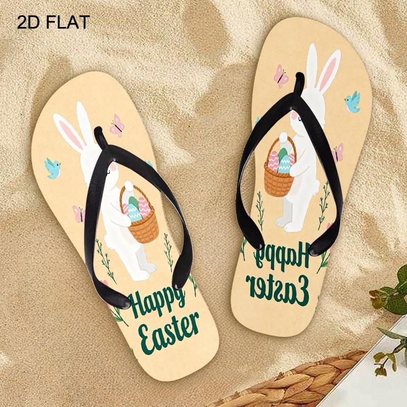 2026 Summer New Women's Flip Flops, Open Toe, Flat Heel, Multiple Colors & Sizes Available, Easter Bunny Pattern, Ideal for Mother's Day & Holiday Gifting, Comfortable for Daily & Beach Wear, Lightweight & Stylish, Women Shoes