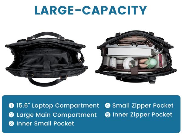 【Valentine's Day Gift】LOVEVOOK Lunch Tote Bag for Women, Laptop Bag with Insulated Lunch Compartment, Quilted Large Capacity Computer Handbag with Purse for Business, Work, Nurse, Office, Collage, Casual.