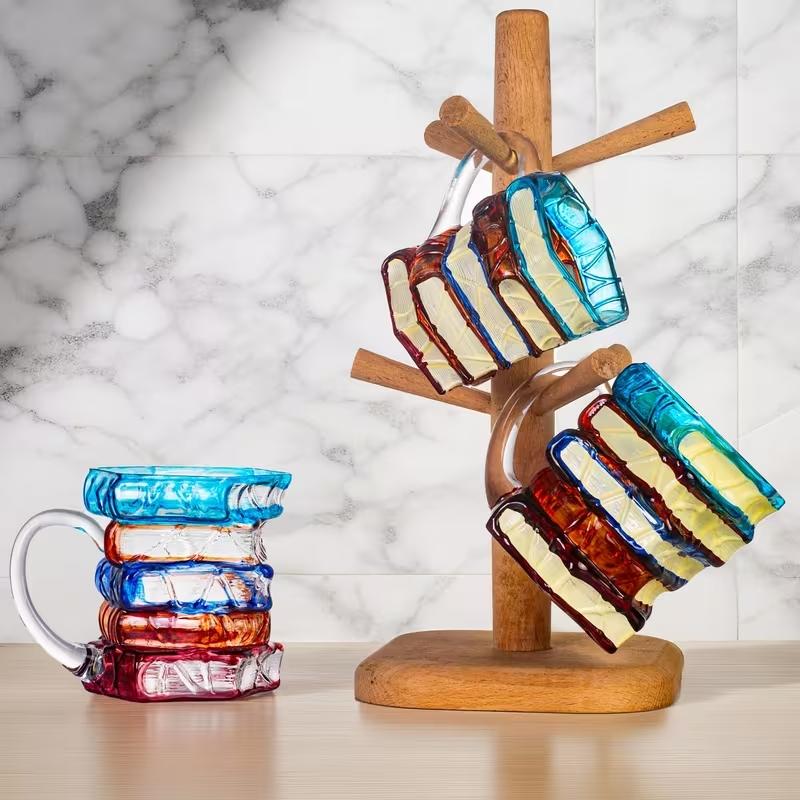 3D Painted Stacked Book-Shaped Mug, Innovative Colorful Coffee Cup, Perfect Gift for Literature Lovers