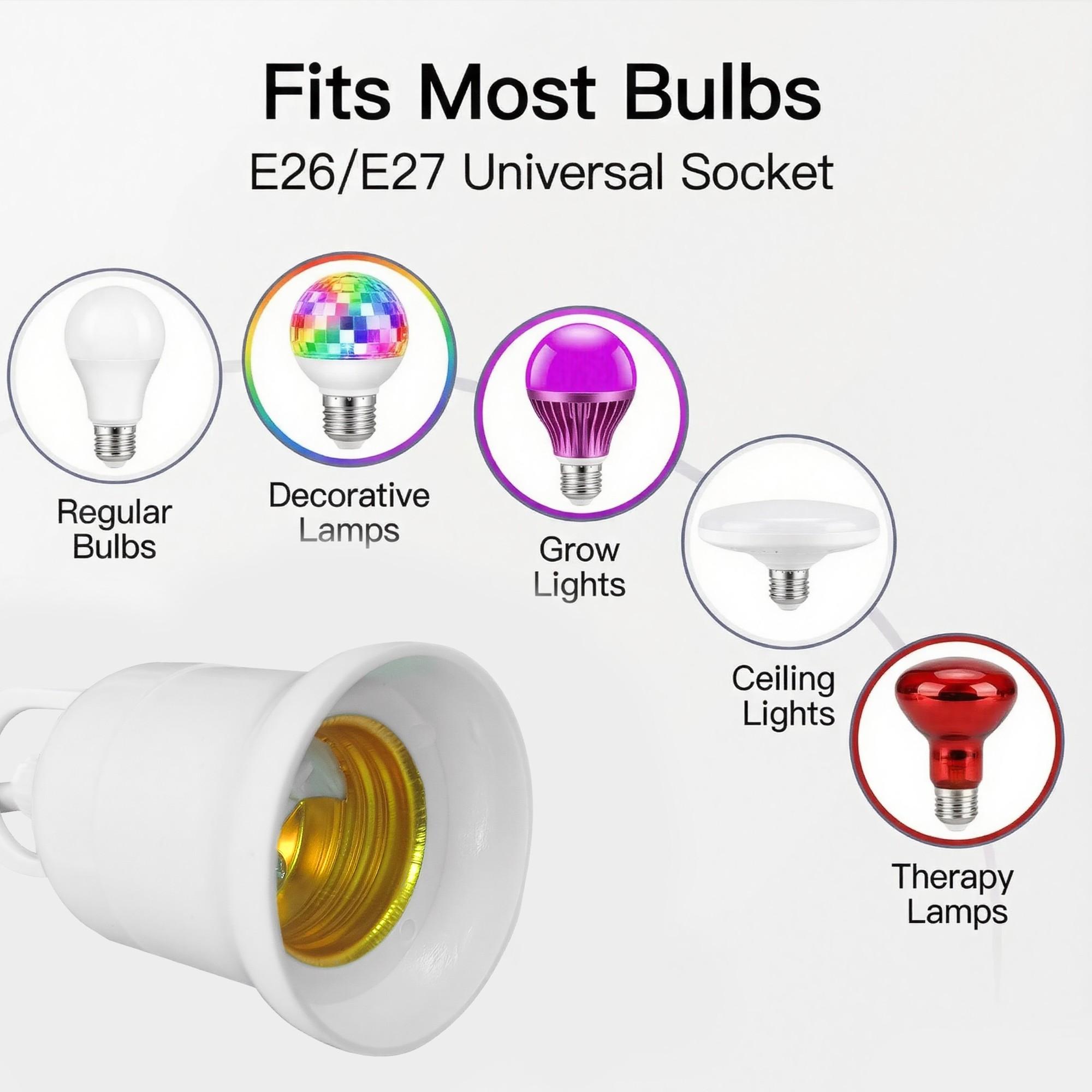 Kasotile Pendant Light Extension Cord, E26 Lamp Base, On/Off Switch Near Polarized Plug, 13ft White, 1/2 Pack, Bulb Not Included