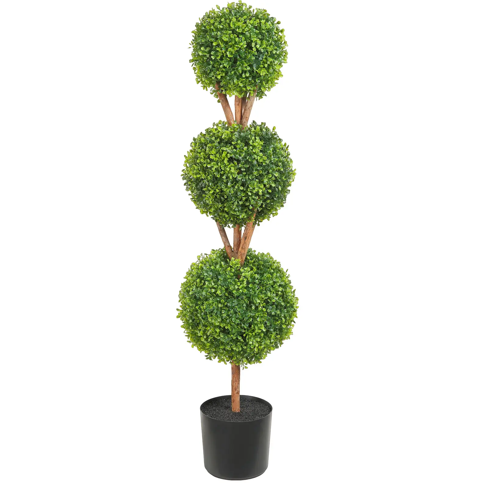 Artificial Topiaries Boxwood Trees, 48 inch Tall (2 Pieces), 3 Ball-Shape Faux Topiaries Plant with Planters, Green Faux Plant w/ Replaceable Leaves & Port for Decorative Indoor/Outdoor/Garden