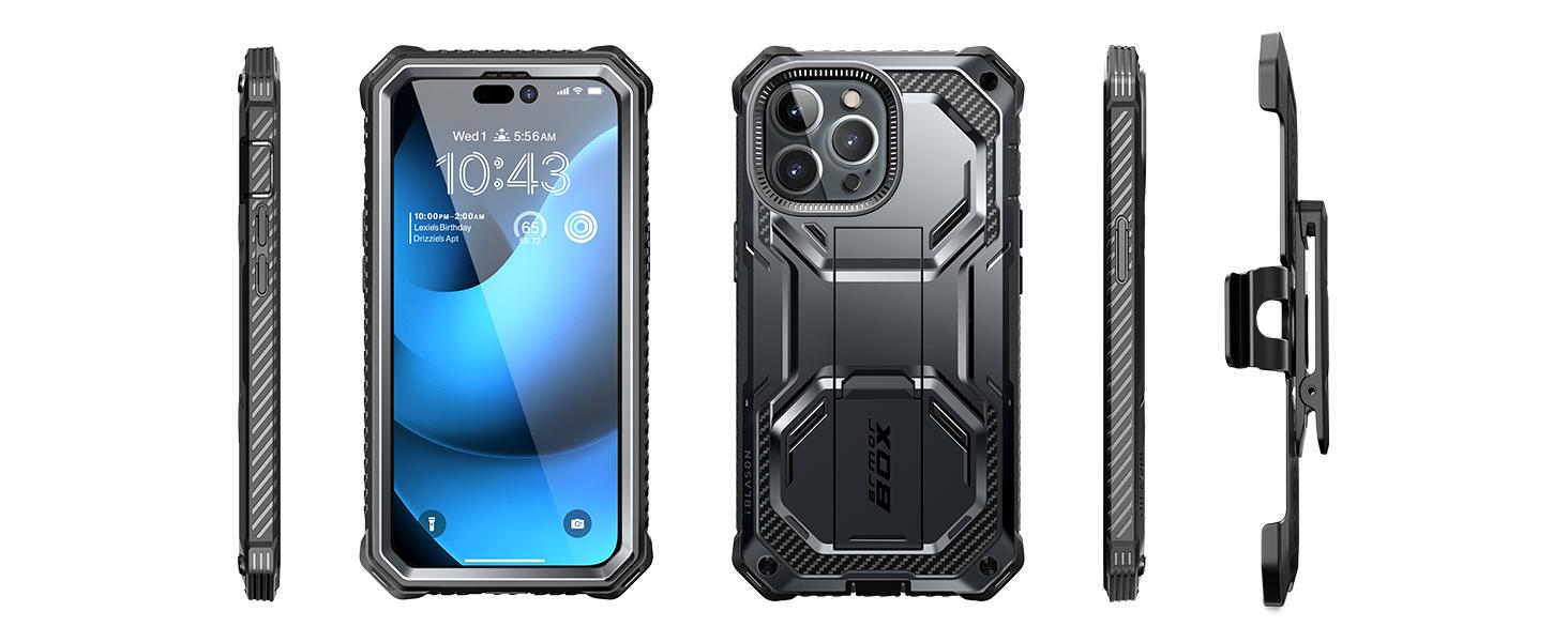 i-Blason Phone case for iPhone 14 ,14 Pro Max ,14 Pro,14 Plus,13 Case with Stand,Built-in Screen Protector,Military-Grade Protection,Full-Body Rugged Protective Bumper Case with Kickstand & Belt Clip Holster (Tilt)