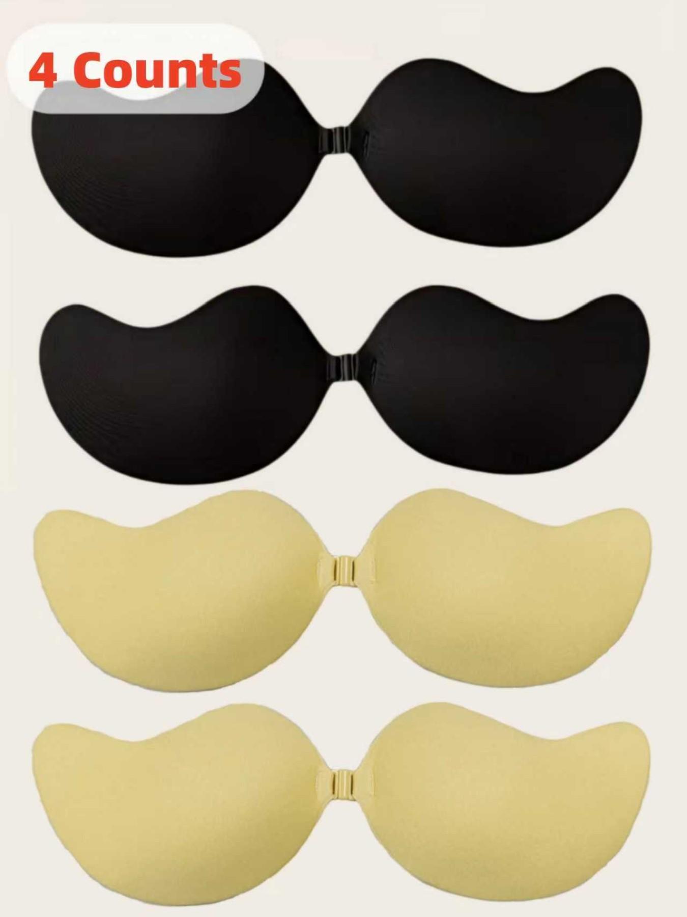 1/2/4 Piece Set Strapless Adhesive Bra Silicone Breast Petals, Sexy Push-Up Invisible Bra For Women, One-Piece Seamless Backless Mango Shaped Bras And Silicone Nipple Covers For Women Strapless Dress Wedding Gown, Suitable For Daily