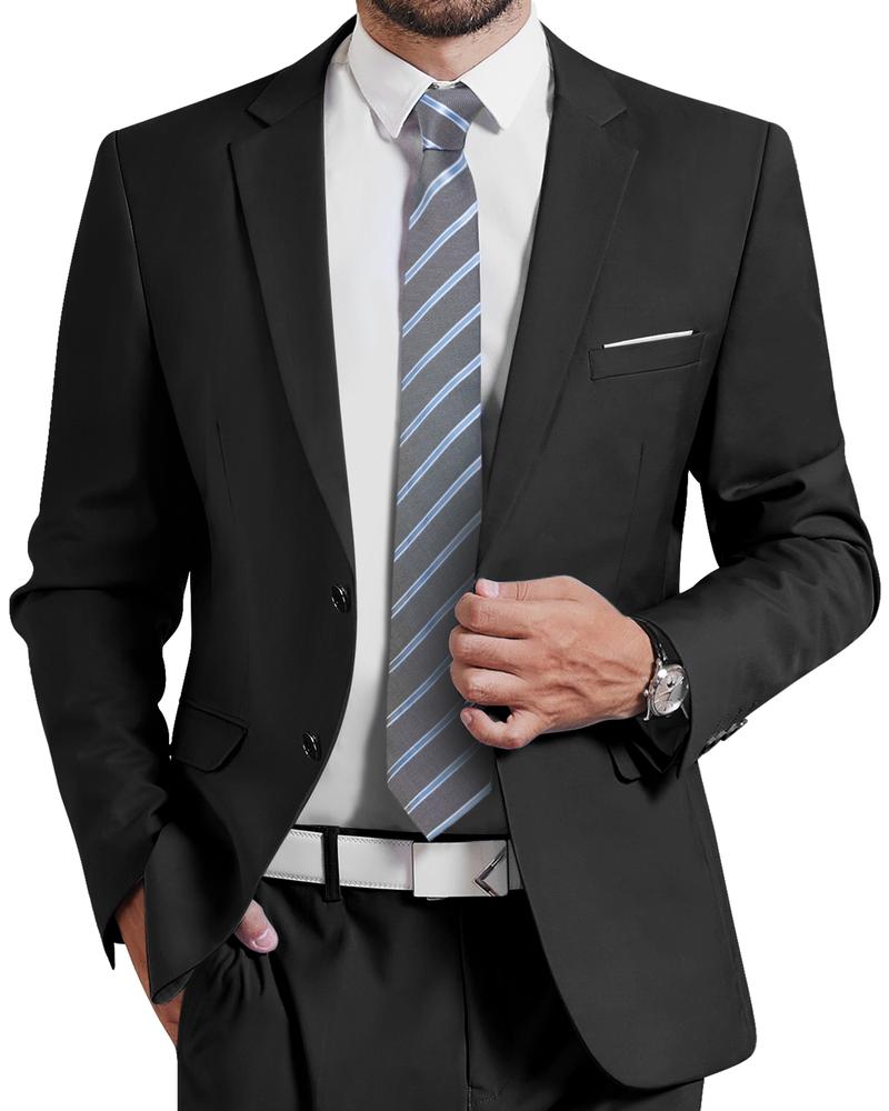 YND Men's Two Button Slim Fit Blazer, Casual Lightweight Suit Daily Jacket Coat, business / wedding /  birthday first choice classic coat  formal  jacket，Regular fit business formal solid color long sleeve suit jacket business formal, Menswear