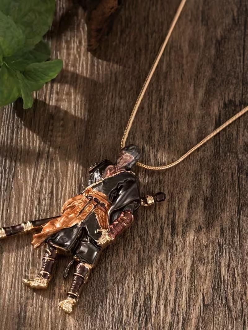 Mythical Goku Alloy Pendant Necklace, Vintage Dark Fantasy Design Snake Chain, Fashion Jewelry Gift for Valentine's Day New Year