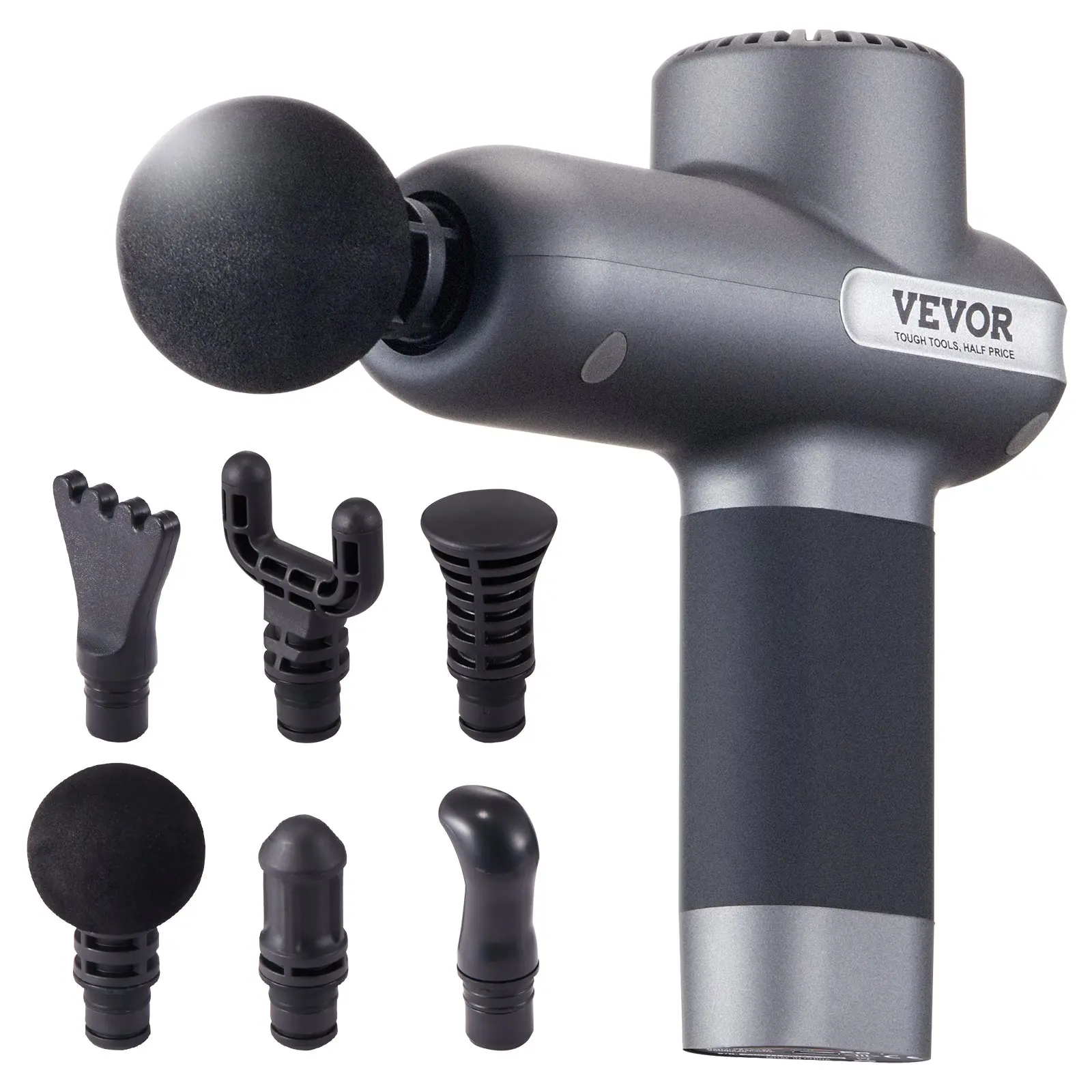VEVOR Mini Massage Gun, Percussion Muscle Massage Gun for Athletes - with 5 Speed Levels 6 Massage Heads, 7.4V 2500mAh Batteries, Handheld Small Massage Gun for Pain Relief, Muscle Relaxation