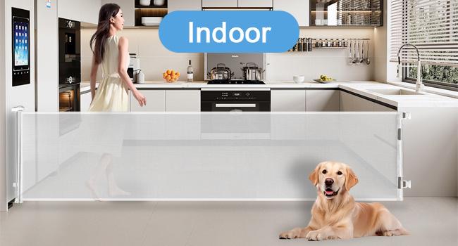 Retractable  pet Gate,Mesh Baby Gate or Mesh Dog Gate,33" Tall,Extends up to 55" 71"118"168"197"Wide,Child Safety Gate for Doorways, Stairs, Hallways, Indoor/Outdoor