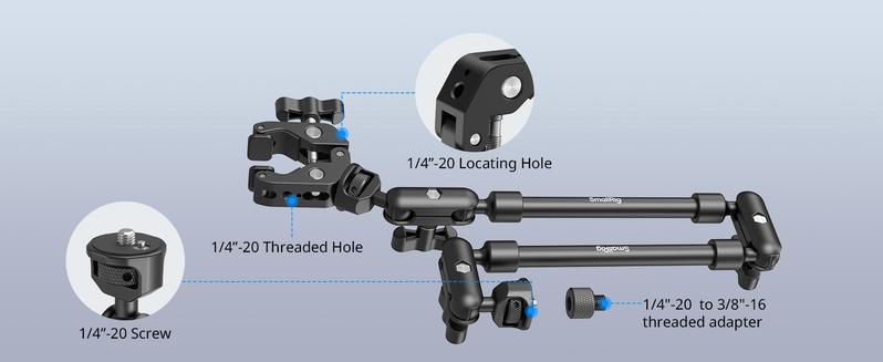 SmallRig Magic Arm w Clamp, Overhead Phone Mount, Flexible Desk Camera Mount & Clamp, Articulating Friction Boom Arm w Thread Adapter, for Light, Webcam, Mic, Action Camera,for Content Creators,Gimbal Stabilizer Tech Gimbal 4766