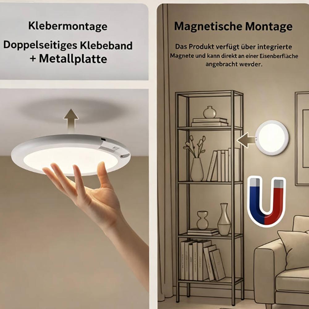 1/2 piece motion sensor light, ABS infinite dimming sensor light with remote control circular light, USB rechargeable, adjustable brightness, suitable for small night lights in bathrooms, storage cabinets, stairs, corridors, and office spaces