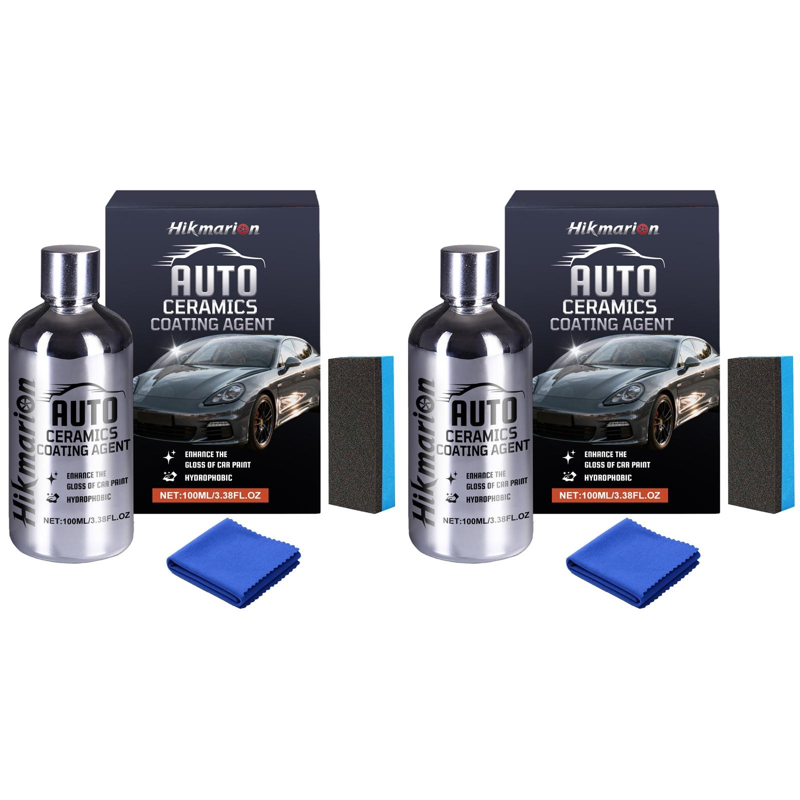 Ceramic Coating Agent (100ML), Car Body Paint Gloss Care, Coating Renewal Agent, Daily Cleaning, Includes Towel and Sponge, Non-Sponge Rubber, Unvulcanized, Automotive Coating Agent