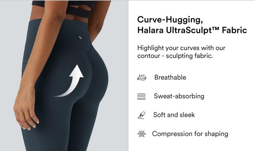 Halara 2-Piece Set Women's UltraSculpt High Waisted Scrunch Butt Lifting Tummy Control Side Pocket Shaping Training Leggings - 7/8 Length Workout Clothes Compression Yoga Pants   #TikTokShopHolidayHaul