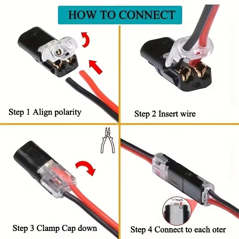 60pcs H-Type Socket Quick Cable Connector, 2-Pin Plug Car Wire Cable Terminal, Electrical Connector Strip Terminal Connection, Copper Contact, PVC Insulated, Uncharged Power Mode, Electrical Connection |Insulated Connectio，Low Voltage Wire Connectors