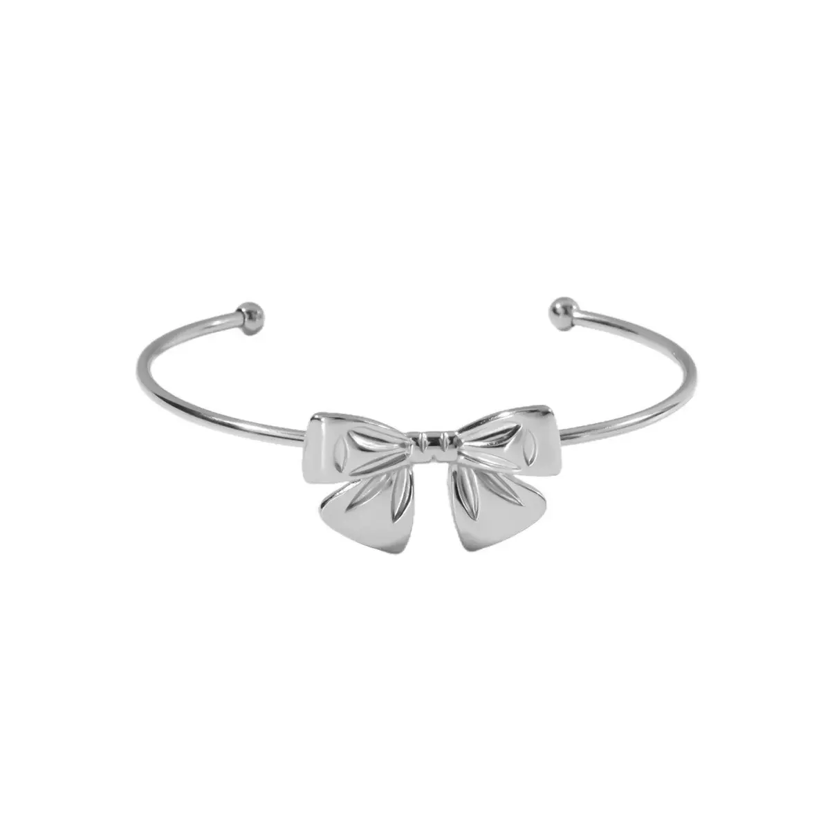 White gold stainless steel bow bracelet