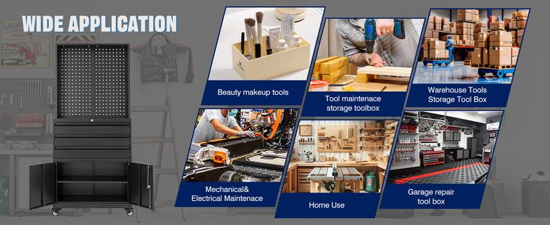 Letaya Metal Garage Storage Cabinet with Wheels,3-Drawer Rolling Tool Cabinet with 2 Door and Adjustable Shelves,- 71" Steel Tool Cabinet for Warehouse,Garage,Workshop Rolling Metal Garage Storage Cabinet Heavy Duty Hardware