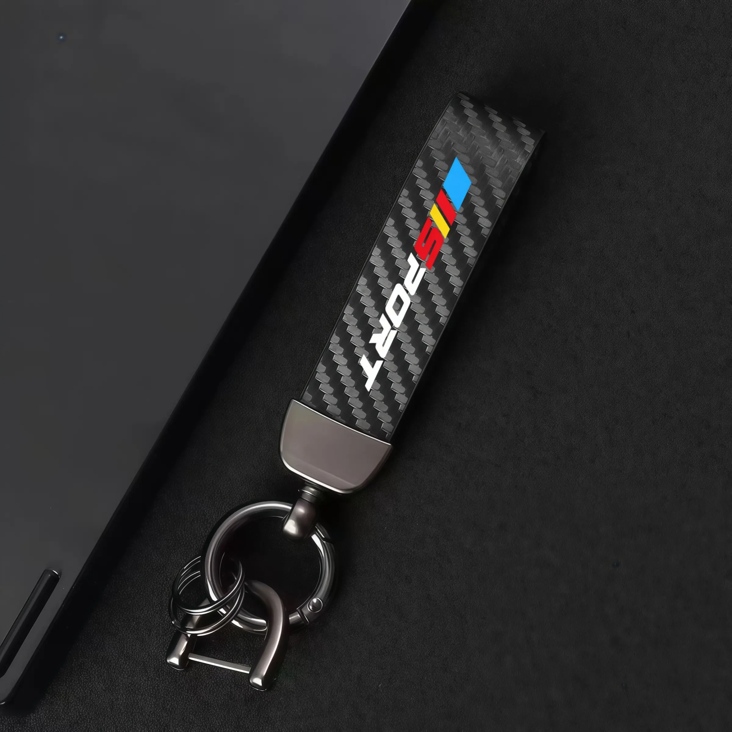 Carbon Fiber Texture Car Keychain, Auto Key Ring Strap, Universal Car Key Fob Holder, Durable Accessory for Keys, Keyrings for Keys