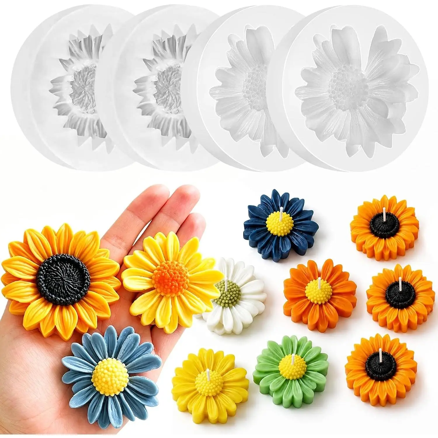 4PCS Daisy Flower and Sunflower Molds