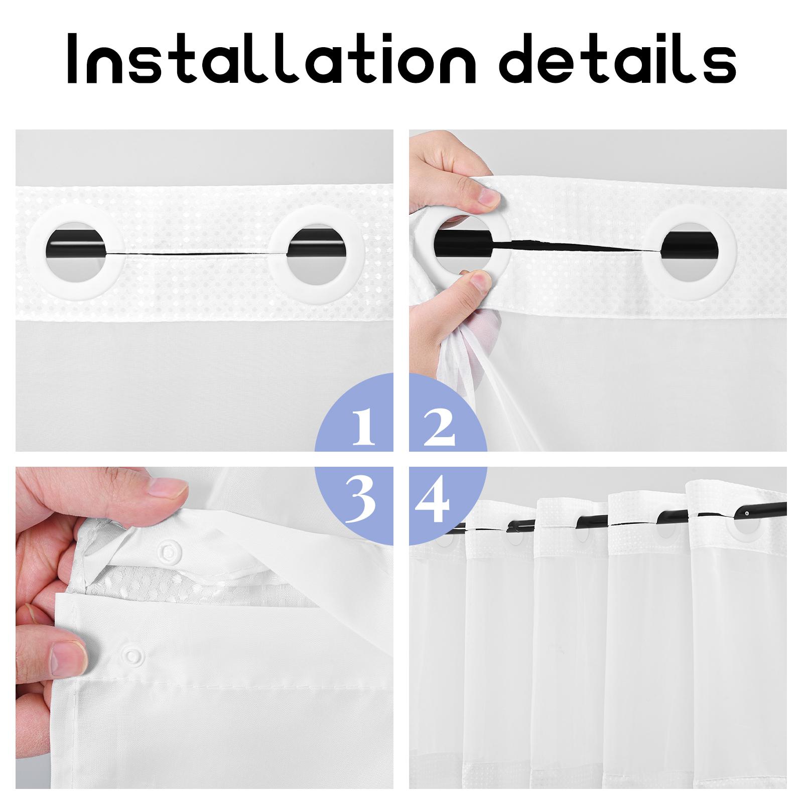 FANI Sage Green Waffle No Hook Shower Curtain with Snap in Liner Waterproof & Washable 72"W x 74"H,72''W x 84''H See Through Top Window Replacement for Bathroom