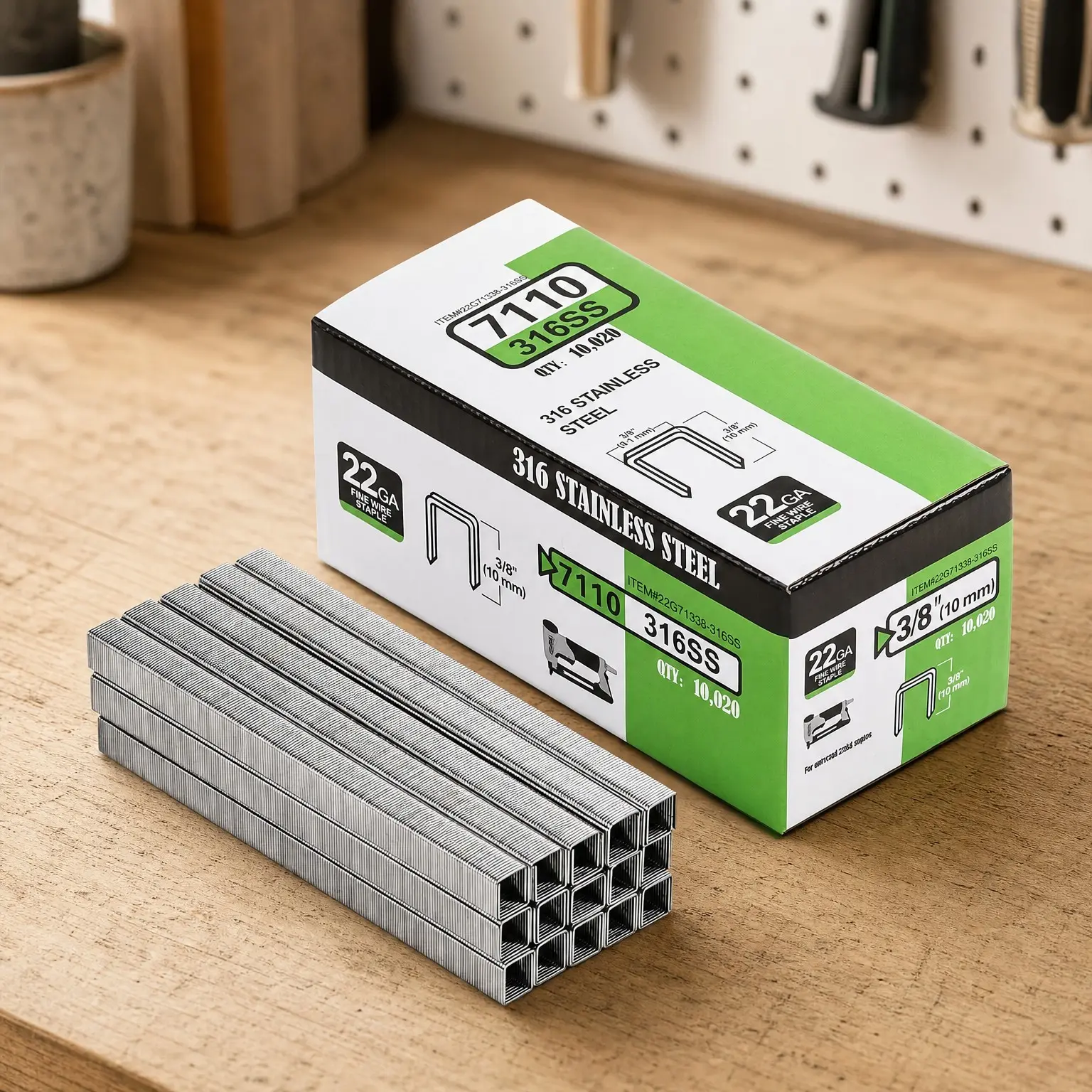 71 Series 22 Gauge 316 Stainless Steel Upholstery Staples, 3/8-Inch Crown, 3/8-Inch Leg Length for Fine Wire Stapler Gun and Marine Upholstery (10,000 Counts)Gift