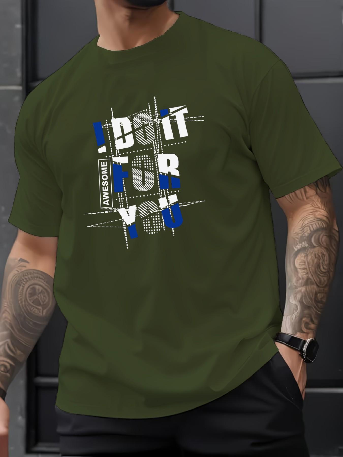 Men's Summer Micro-Stretch Comfort Round Neck Printed T-Shirt, Fashionable Trendy Wear, Best Choice for Men, Casual Stylish Tee