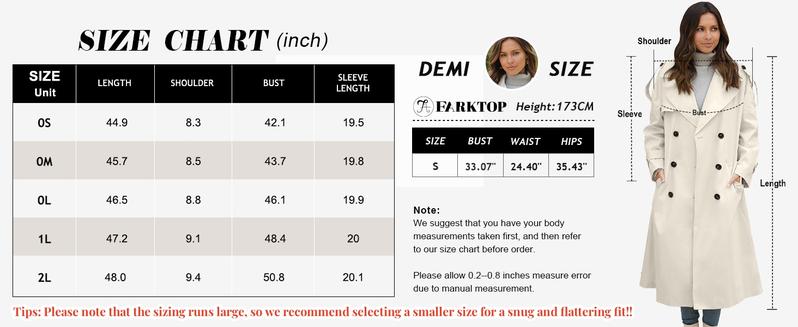 FMEYOA Womens Oversized Long Trench Coat Double Breasted Lapel Windproof Overcoat with Belt M7P203