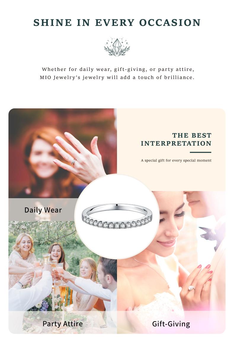 MOI MART Classic Pave Synthetic Moissanite Ring - Hypoallergenic S925 Silver Stack Accent ring, Perfect Gift and Daily Wear