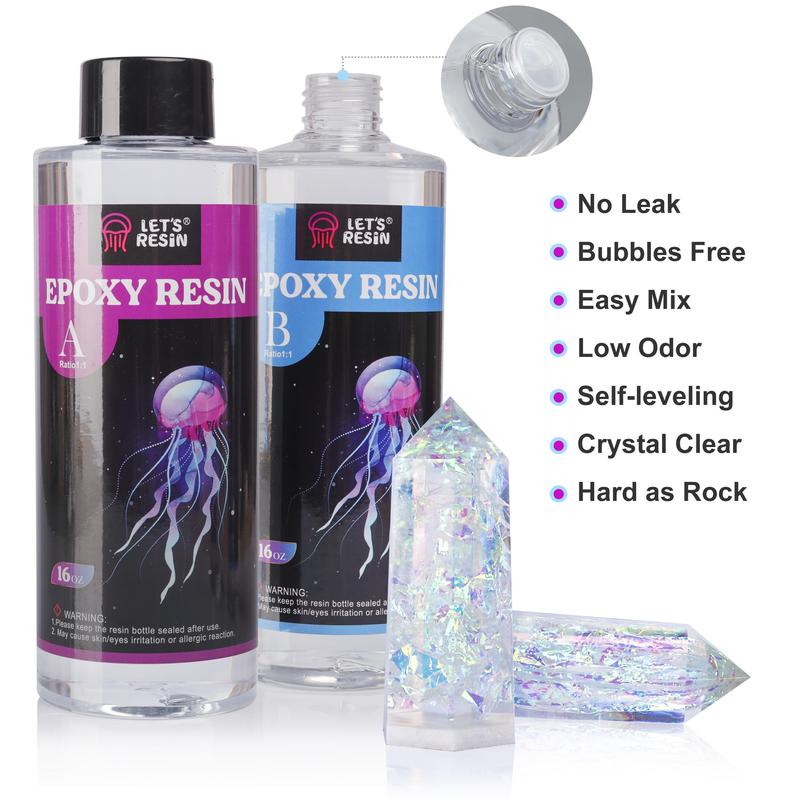 32oz Crystal Clear&Bubbles Free Epoxy Resin, Table Top & Bar Top Casting Resin, Clear Epoxy Resin for Art Crafts -LET'S RESIN