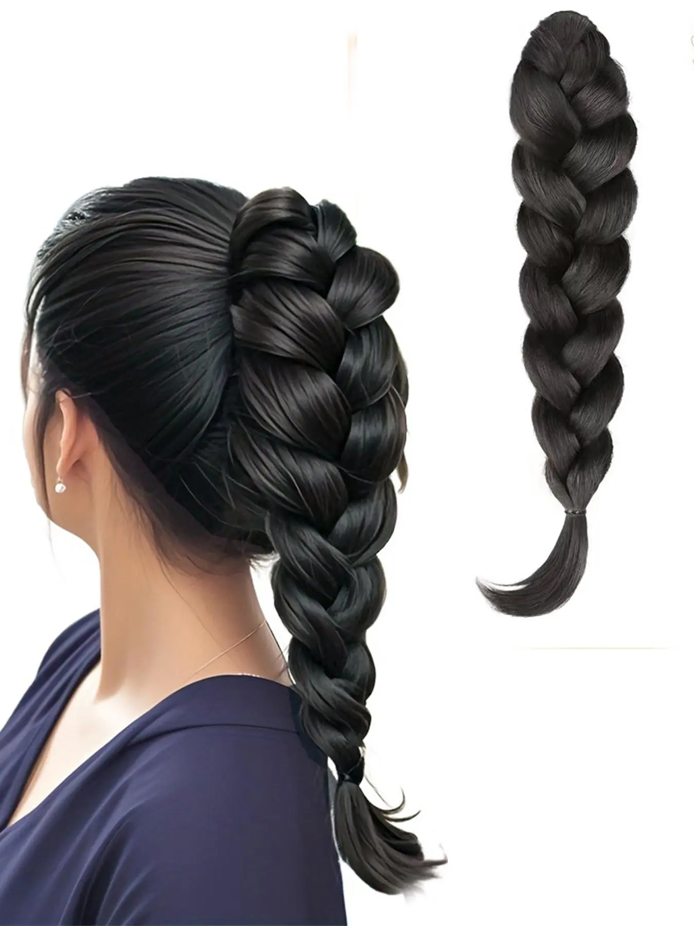Braided Claw Clip Ponytail Extension for Women Fiber, Secure Clip Attachment for All Hair Types, Versatile Styling for Casual & Formal Occasions, Secure Hair Attachment, Synthetic Ponytails, Braided Pigtail Wig, Hair Wig, Hair Extensions Ponytail
