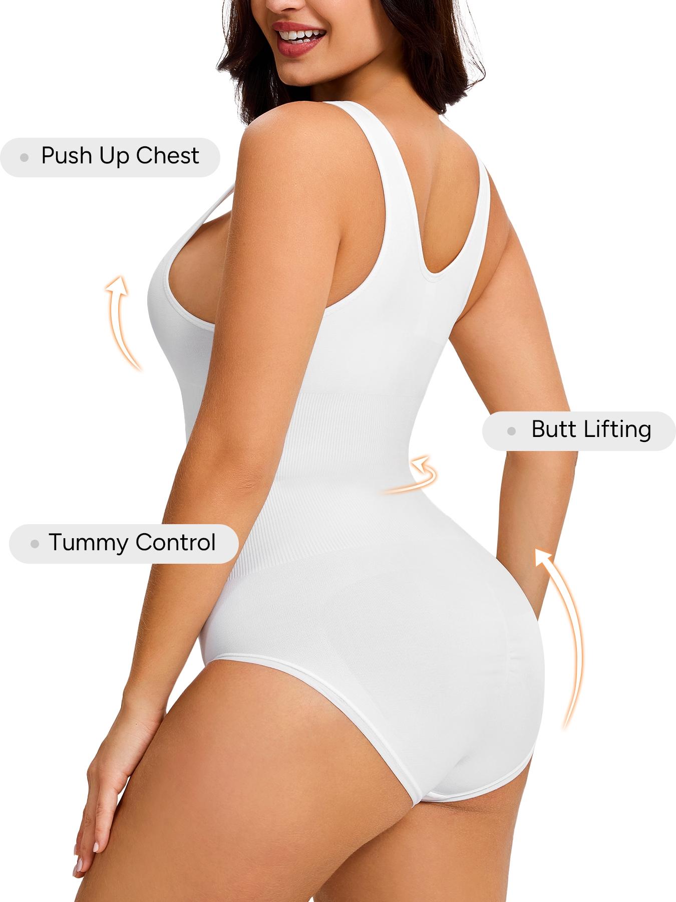 【Plus Size】 Solid Color Shapewear Bodysuit, High Stretch Shaper, Tummy Control Butt Lifter, Ladies Shapewear for All Seasons