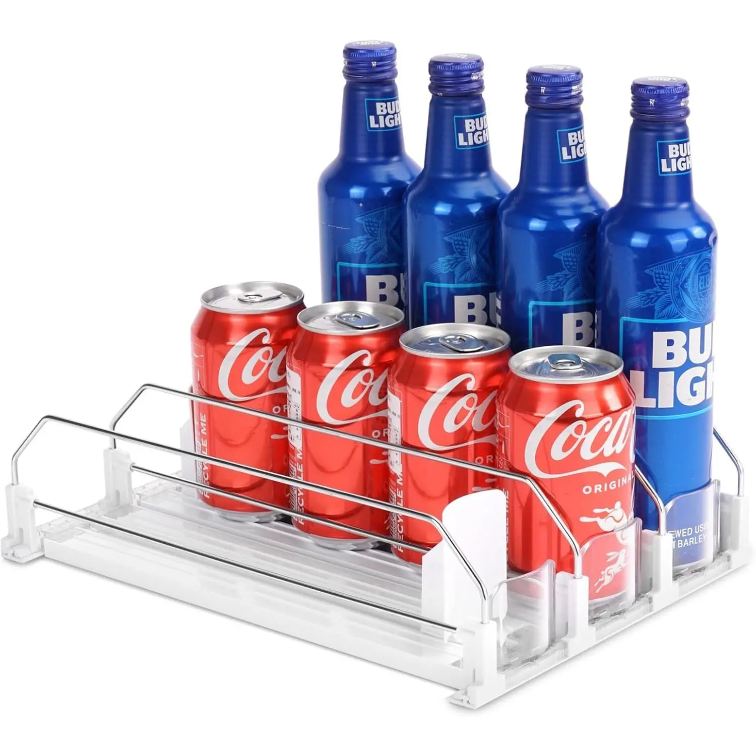Automatic Soda Can Organizer for Refrigerator Can Dispenser for Beer Soda Seltzer Drink Pop Can Holder Self-Phing Drink Organizer for Fridge Storage 12 cans of 11.15oz 12oz 16oz 16.9oz