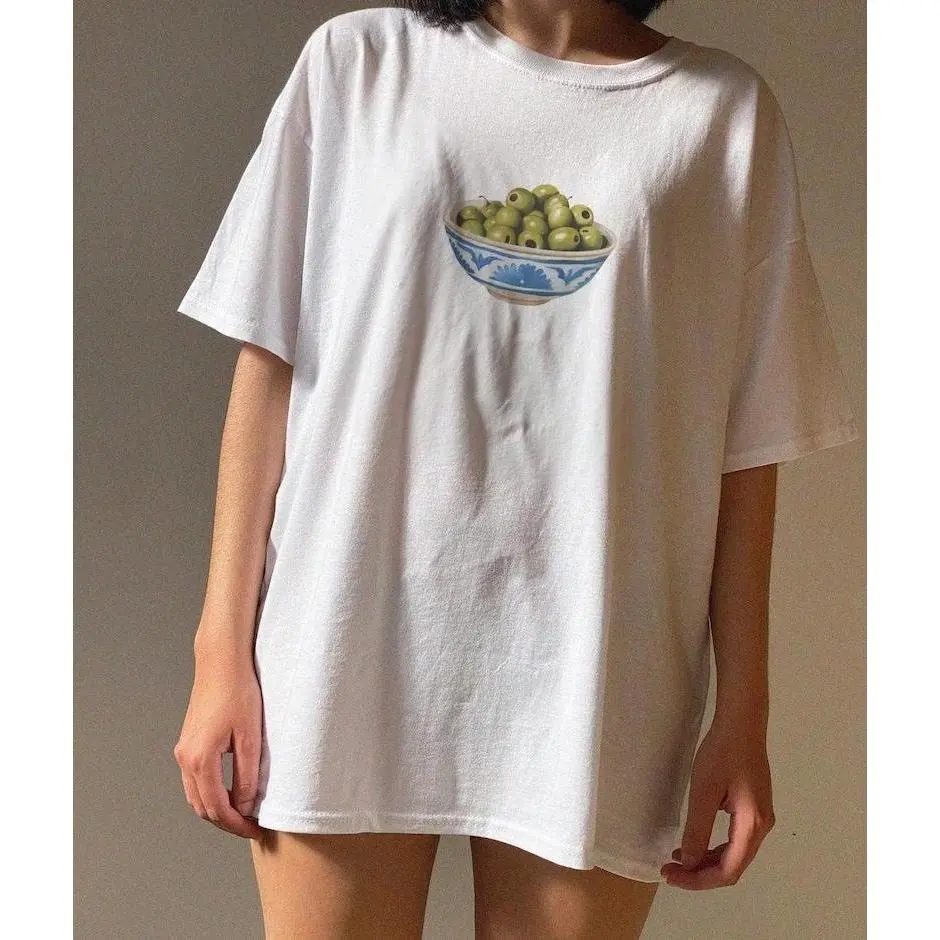 Olive Bowl Classic Shirt Olive T-Shirt Unisex Olives in Blue Bowl Tee Quality Cotton Shirt Sustainably Made
