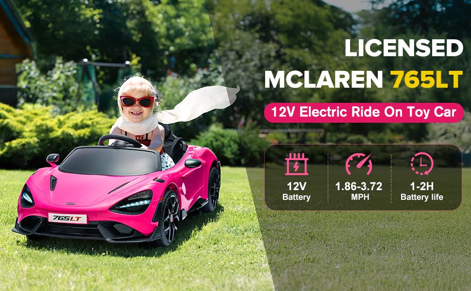 2026 Kids Ride On Car Licensed McLaren765LT, 12V Battery Powered Electric Vehicle, w/Parent Remote Control, LED Lights, MP3 Player, Smooth Start, 3 Speeds Driving Entertainment Experience Fun Safety