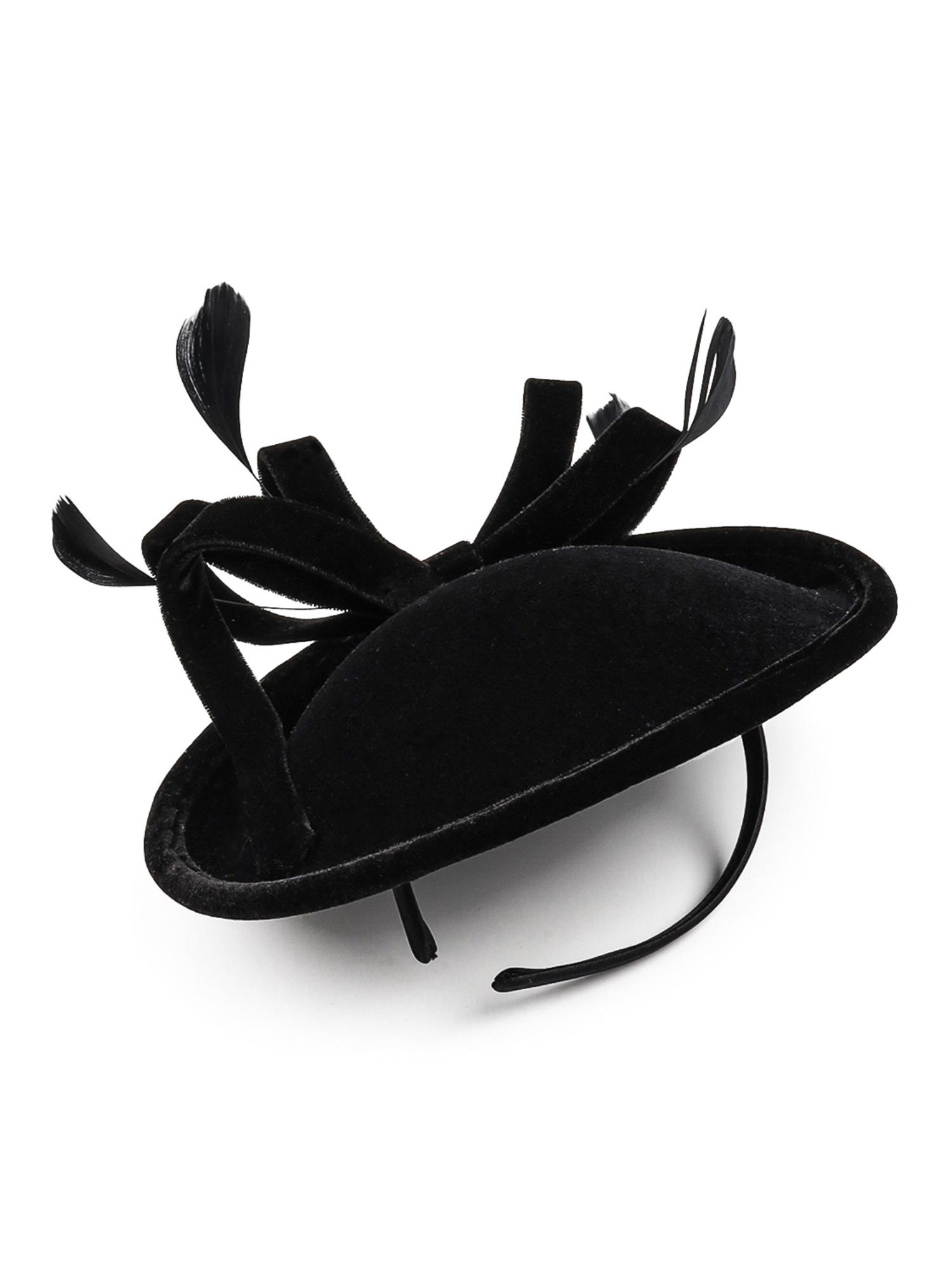 Tea Party Fascinators Hat Velvet Bow Feather Bridal Vintage  display picture 1