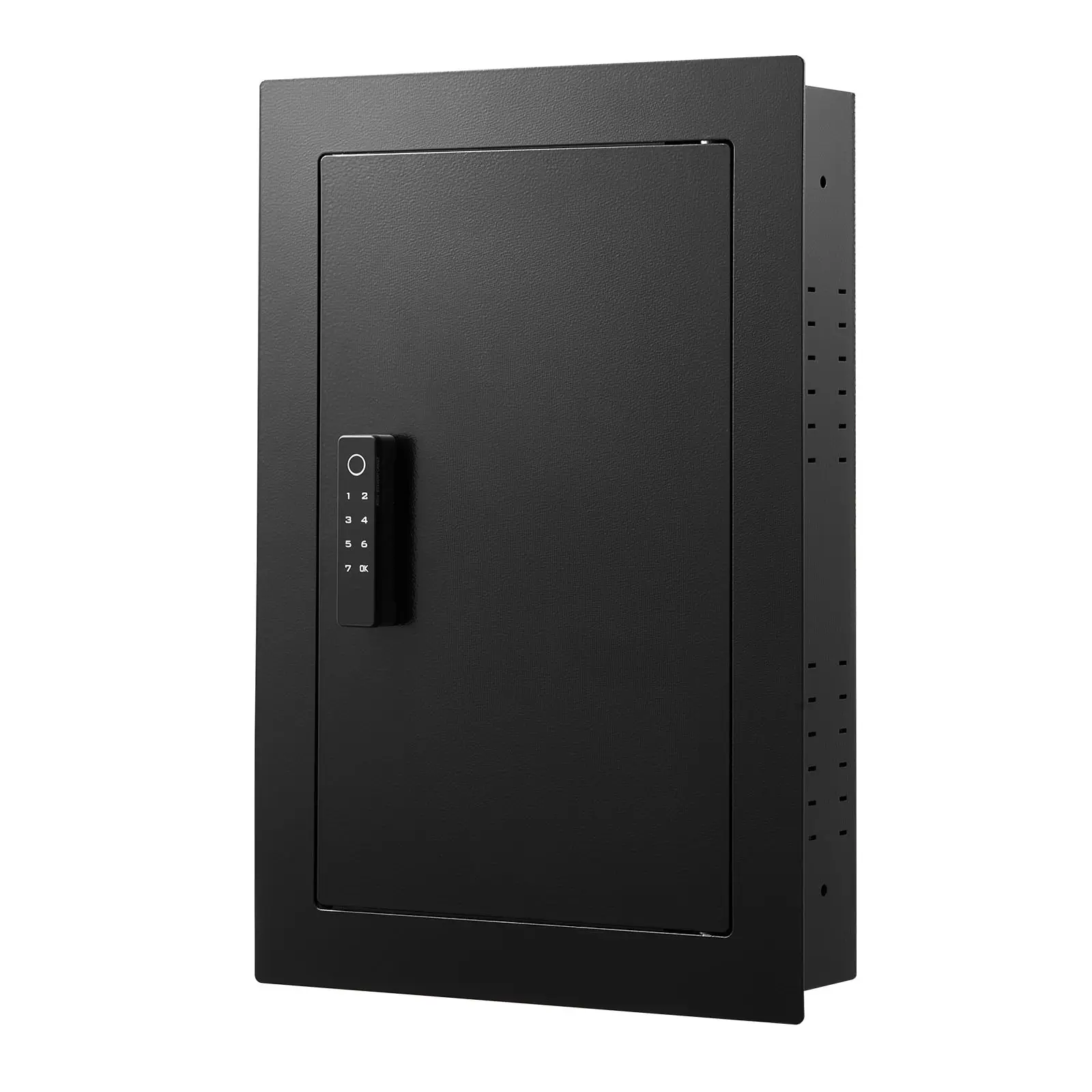 Wall Safe, 3-Tier Hidden Wall Safe with Fingerprint, Password, Key & Turning Knob, Q235 Cold-Rolled Steel In-Wall Box with Adjustable Shelves & Key Holders for Money, Jewelry, Passport, Document