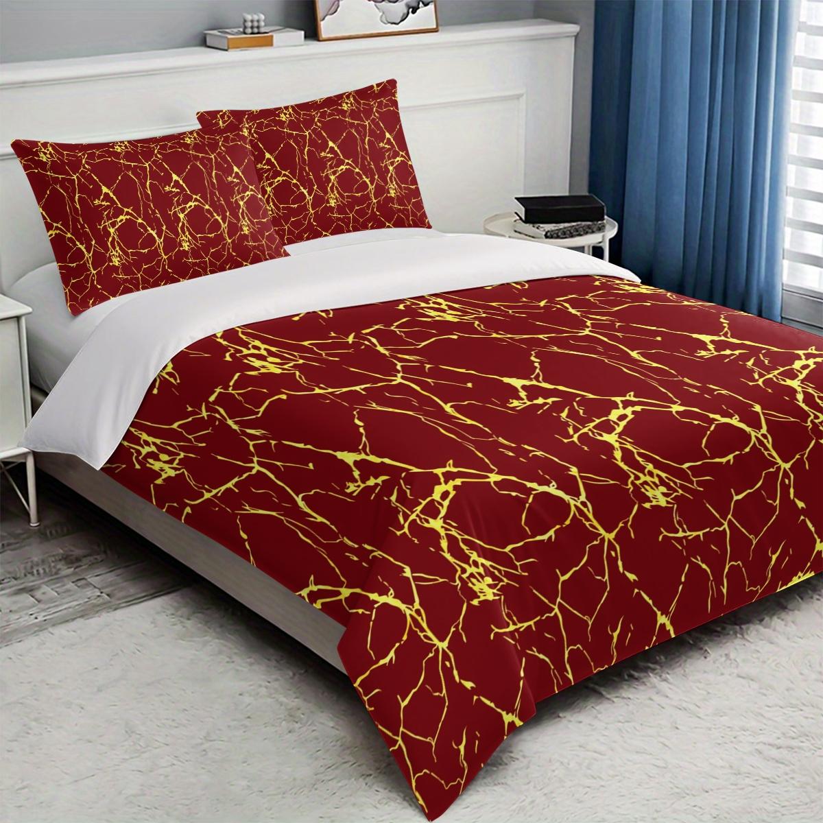 Marble Pattern Bedding Set, Includes Duvet Cover and Two Pillowcases, 100% Polyester, Suitable for Bedroom and Guest Room, Decorative Bedding Set