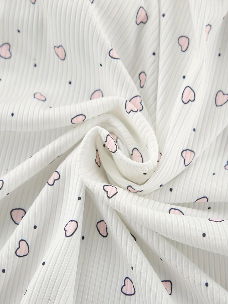 Women's Heart Print Robe, Comfy Long Sleeve Belted Bathrobe, Ladies Sleepwear & Loungewear for All Seasons