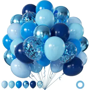 60Pcs 12 Inch Blue Series Latex Balloons Party Decor Balloon Set