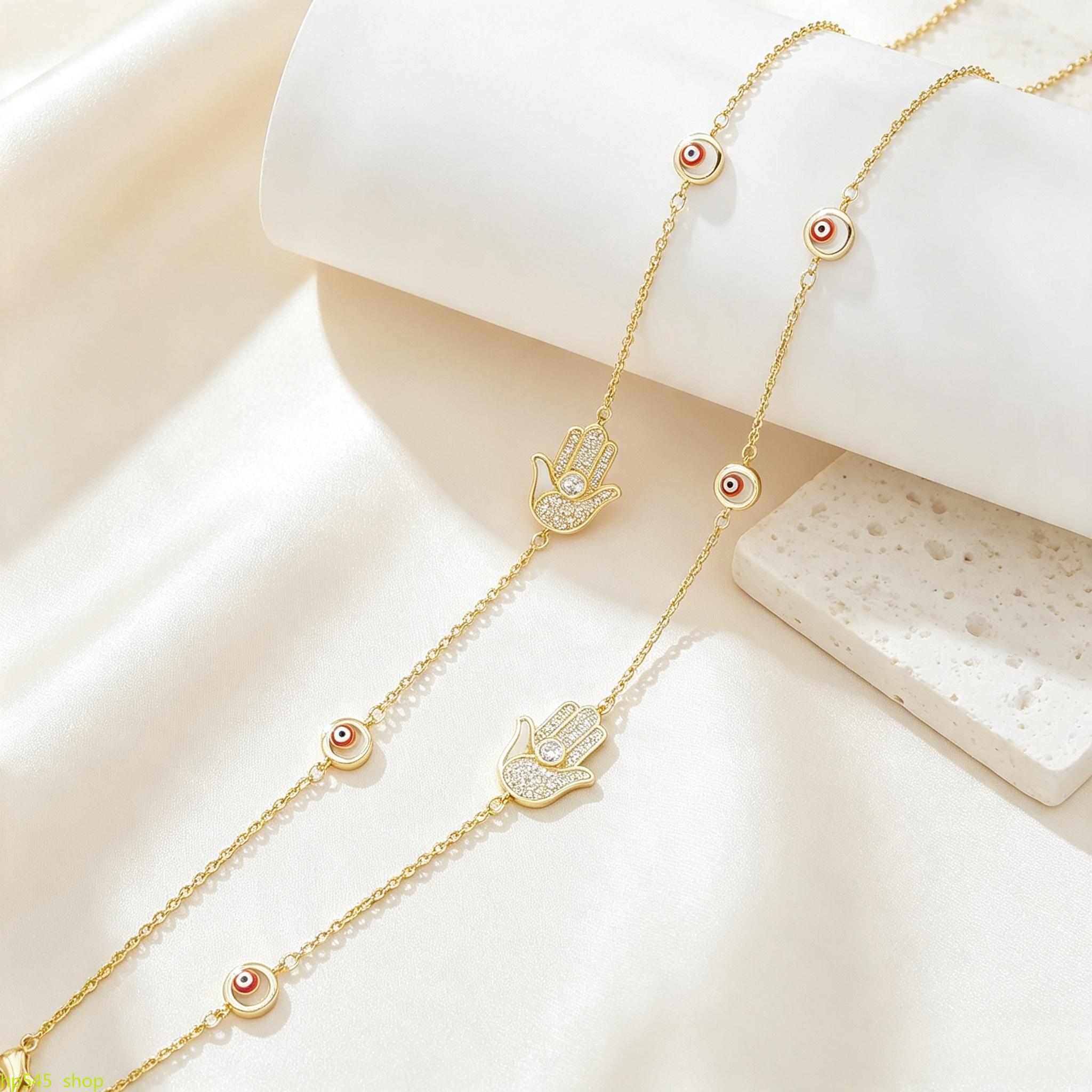 Hamsa evil eye anklet, gold protection ankle bracelet, beach foot jewelry, cz hamsa hand anklet, adjustable women summer anklet backtoschool