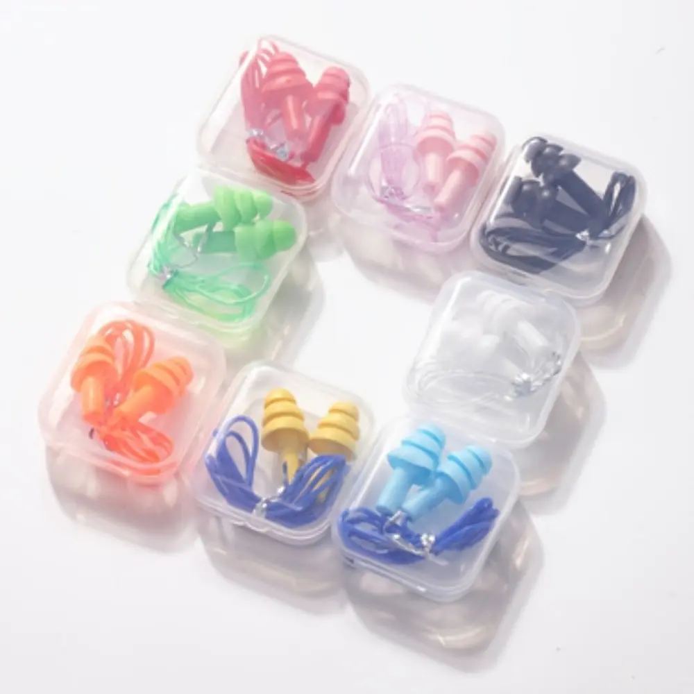 8pcs Mixed-Set Colors Boxed Earplugs Silicone Soundproofing and Noise Reduction Swimming Earplugs for Men and Women