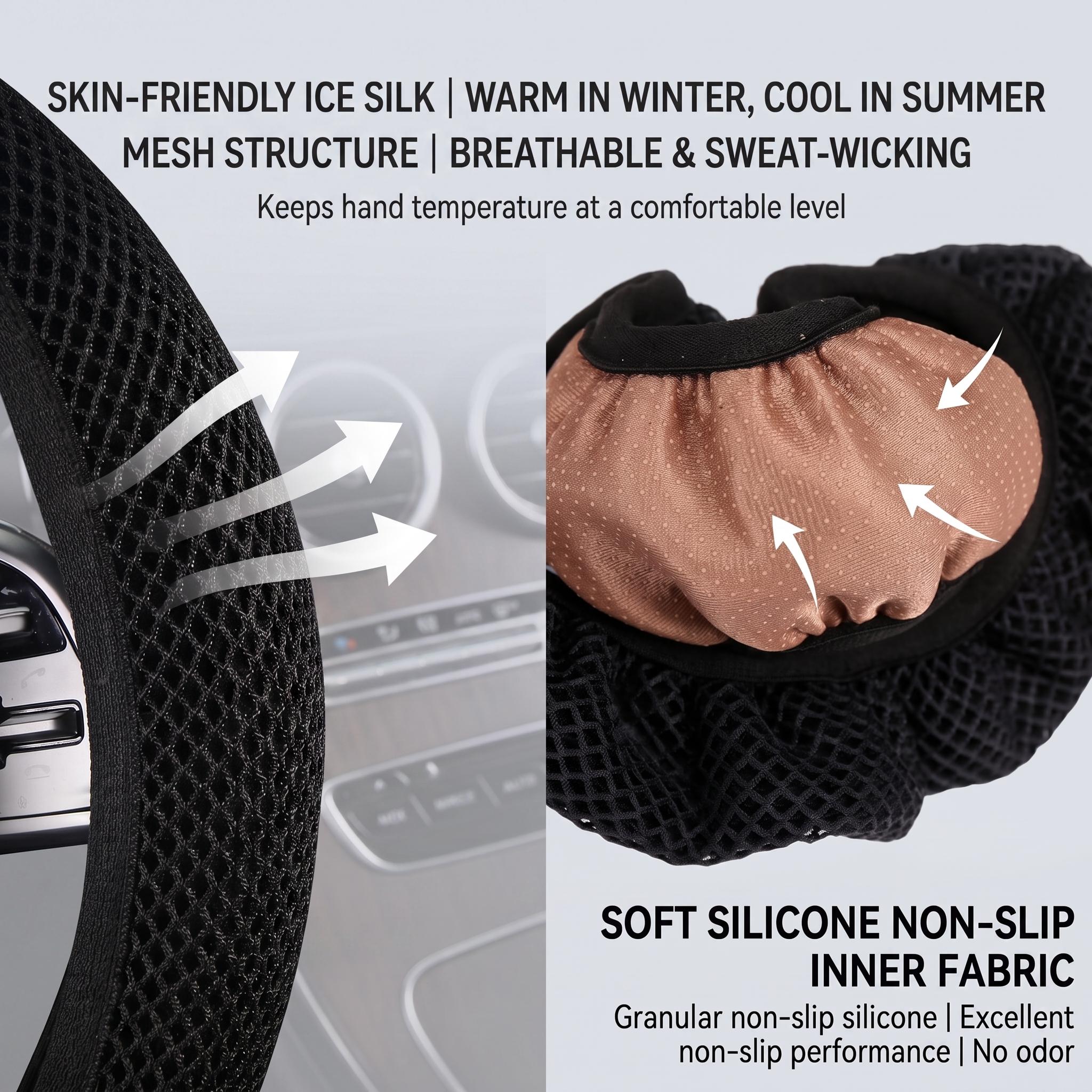 Multiple Colors Elastic Stretch Breathable Car Steering Wheel Cover, 15 inch Universal Fit All Season Comfort Steering wheel cover Automotive-YY1