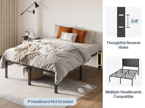 Allewie Heavy-Duty Twin/Full/Queen/King Platform Bed Frame - 【Frame Only No Mattress】Non-Slip Noise-Free Design, Black,#TikTokShopBlackFriday #Christmas Gifts