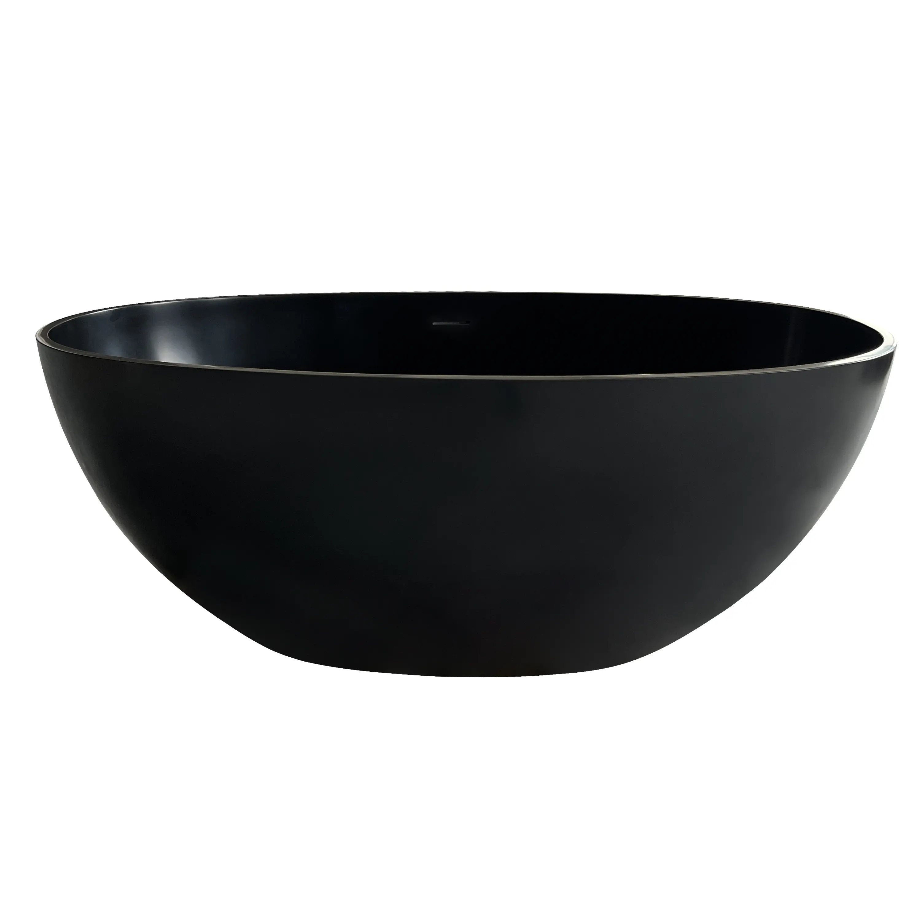 Nokaa 55 Inch Solid Surface Deep Soaking Bathtub Freestanding Matte Black Soaker Tub Eco Stone-Resin Composite One-Piece Spa Bath for Bathroom Minimalist Durable Easy Clean, Color: Matte Black, Material: Solid Surface