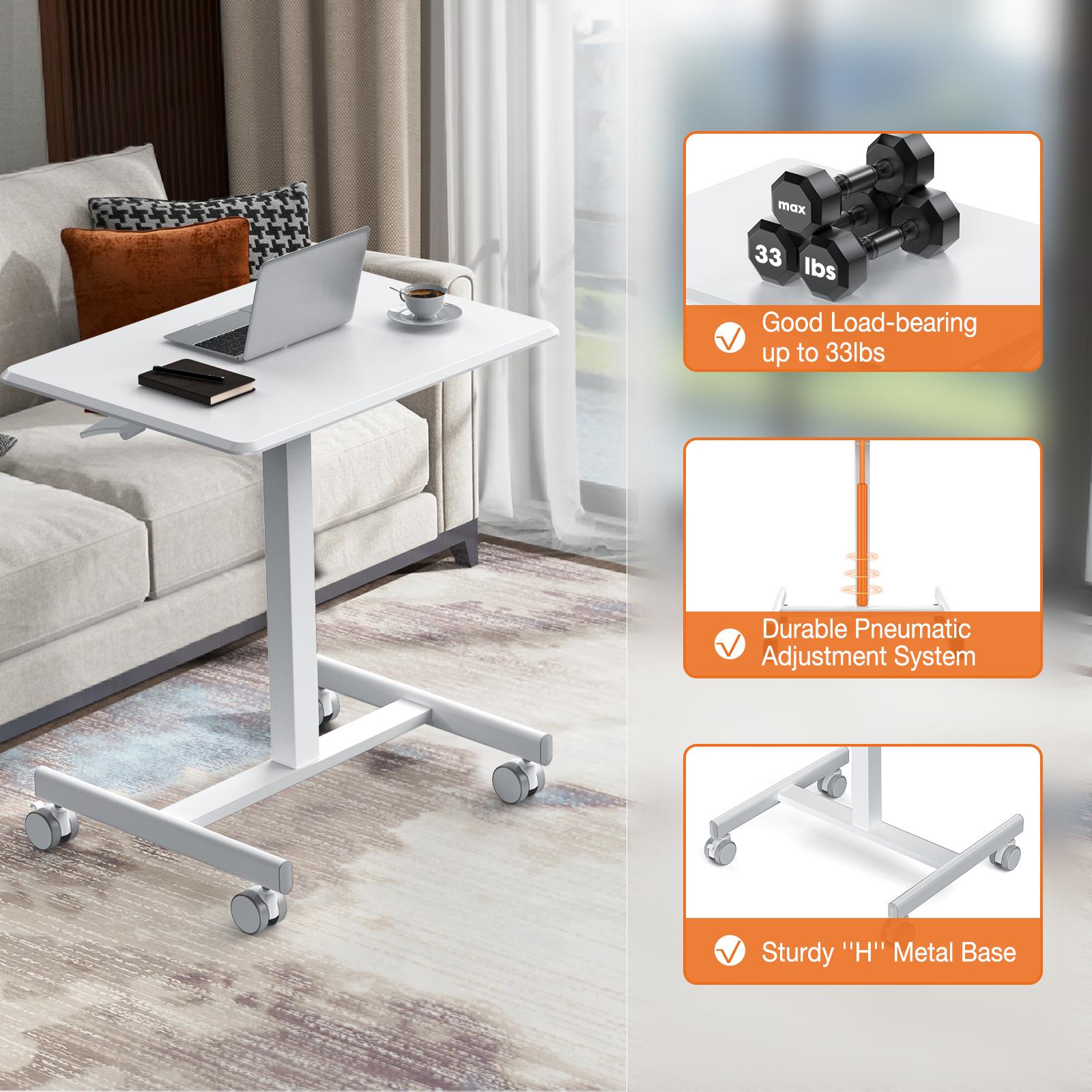 Indoor Furniture Table & Desks Overbed Bedside Table with Wheels, Adjustable Hospital & Home Use Bed Tray, Rolling Laptop Desk, Mobile Standing Table
