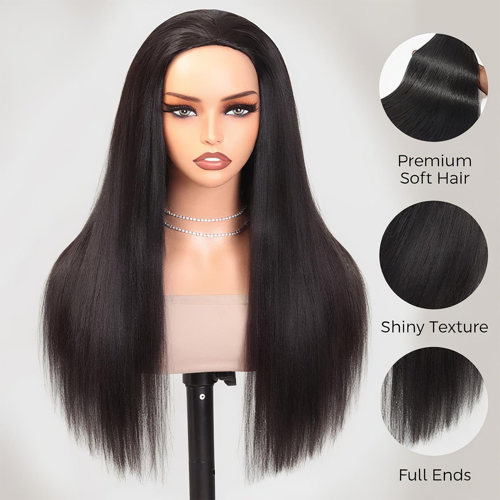 Recool Hair Ready To Go 3 In 1 Half Wig Yaki Body/Yaki Straight/Burmese Curly Wig Human Hair Wig With Drawstring Minimal/No Leave Out Upgrade Wigs for Black Women No Sew in No Glue Glueless Clip In Half Wig 180% Density#TikTokShopBlackFriday