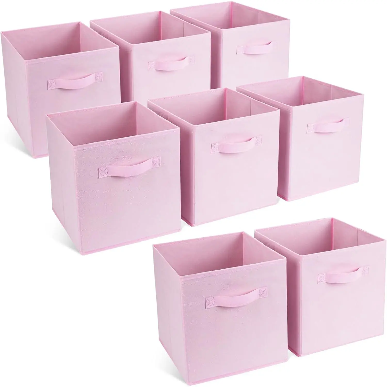 Hacks Fabric Storage Bins 8 Pack 13 inch Foldable Storage Cubes with Reinforced Handles Fun Colored Durable Cube Storage Bin for Home, Playroom, Closet Organizers and Storage, Pink