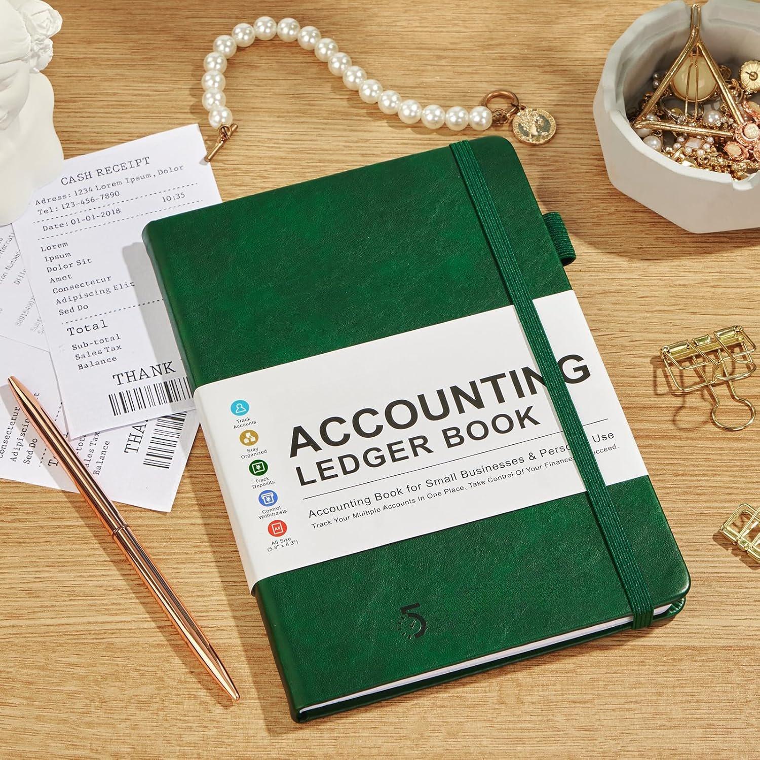 ccounting  Book: Business Expense Trcker Notebook - Personl Finnce Checkbook for Smll Business or Personl Use - Simple  Books for Bookkeeping - Drk Green,.8" x 8."