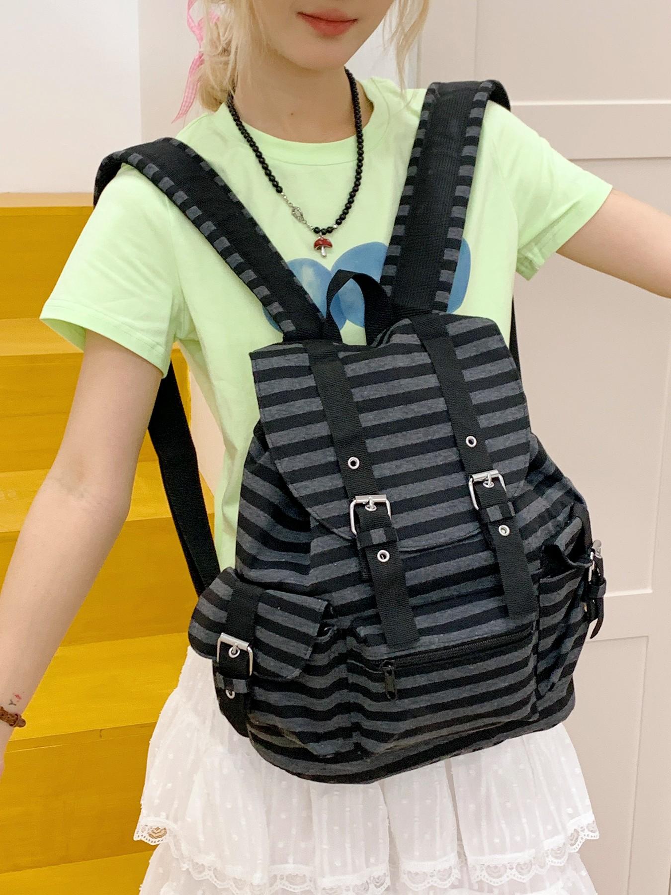 Artistic practical texture fashionable high-quality backpack, retro personality large capacity simple and versatile backpack, flip design, multiple zippered pockets, can accommodate books and documents, Multi Compartment Backpack