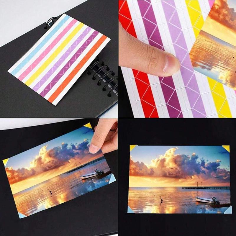 1 scrapbook album, 12 * 8 inches/80 pages (40 sheets), multi-color inner kraft paper pages with 5 colored corner stickers, DIY scrapbook, wedding guest message book, anniversary, Valentine's Day gift, meaningful handmade album, suitable for weddings, holi