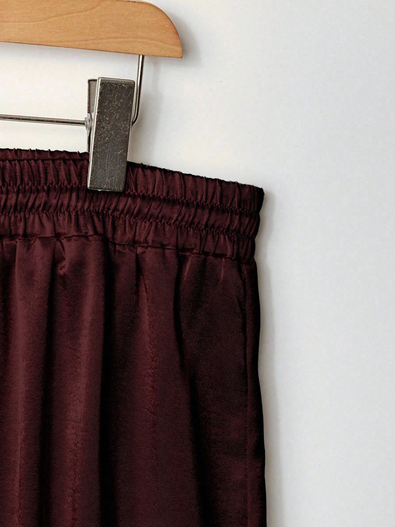 Women's Glitter Satin Wide Leg Pants, Casual Loose Fit Elastic Waist Drawstring Pockets, All Seasons Fashion for Home Vacation Party Womenswear